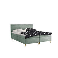 BOXBETT Mit Bettkasten Matratze + Topper BELLA Stoff Riviera Mintz 180x200 cm H2-Pocket - Mintgrün, Holz (180/200cm) - Kaiser Möbel