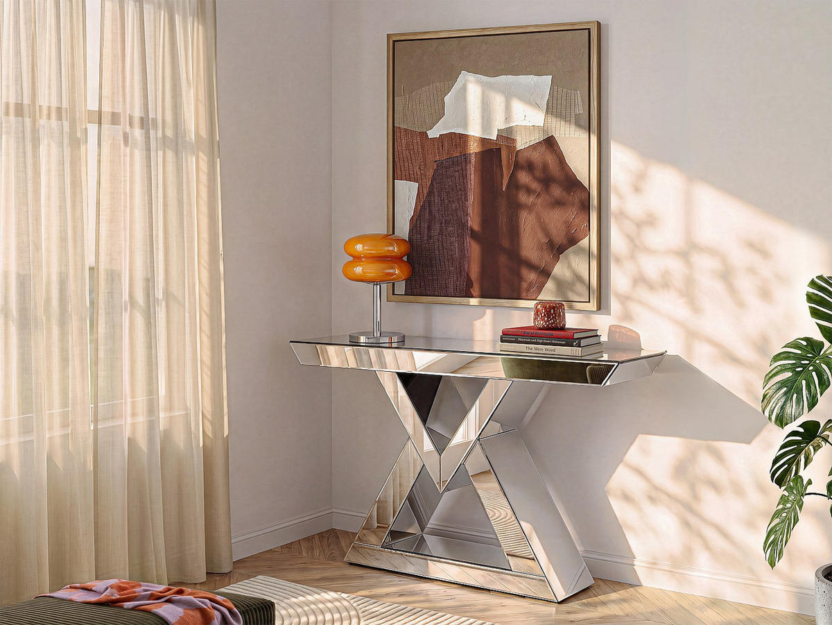 KONSOLENTISCH - 120 cm x 36 cm - glas - silberfarben Isida - Silberfarben, Glas (36/120/80cm) - Vente-Unique