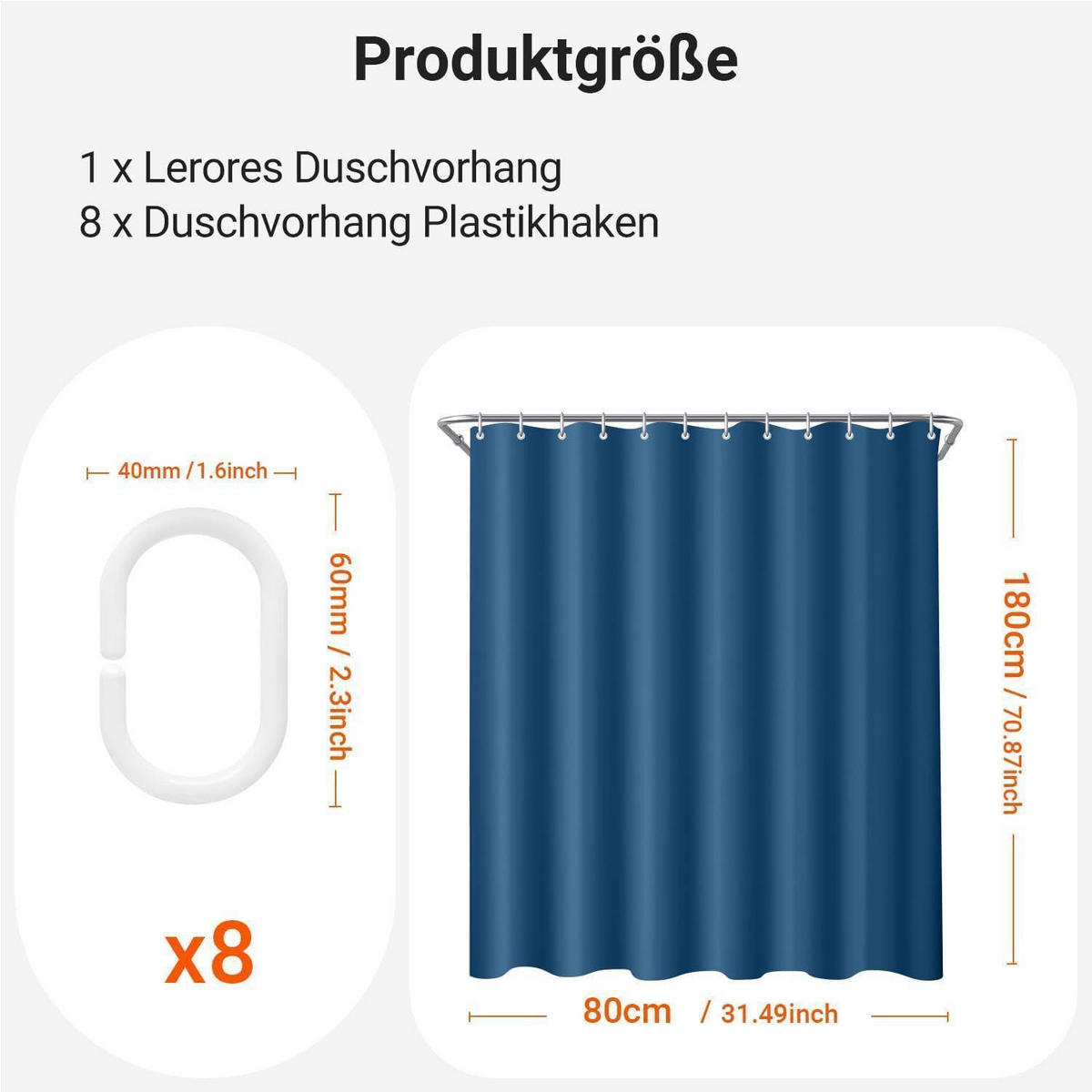 DUSCHVORHANG Dunkelblau 80 x 180 cm - Dunkelblau, Textil (80/180cm)