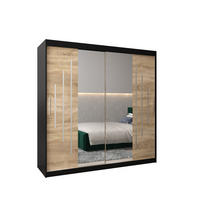 SCHWEBETÜRENSCHRANK 200/200/62 2-türig - Silberfarben/Schwarz, Holz/Kunststoff (200/200/62cm) - Abiks Möbel