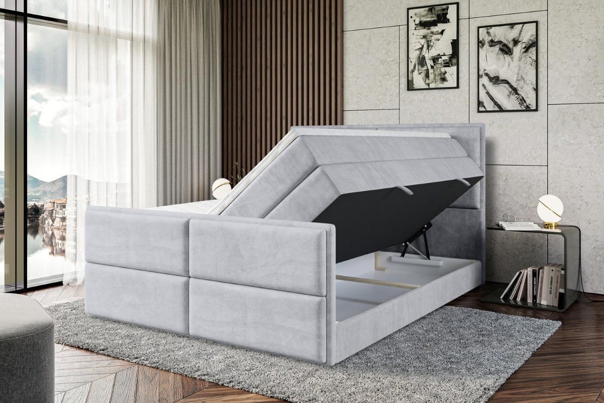BOXSPRINGBETT AURA-Z KING - 180 x 200 - H3/H4 - Hellgrau - Hellgrau, Holzwerkstoff (180/200cm) - ALTDECOR