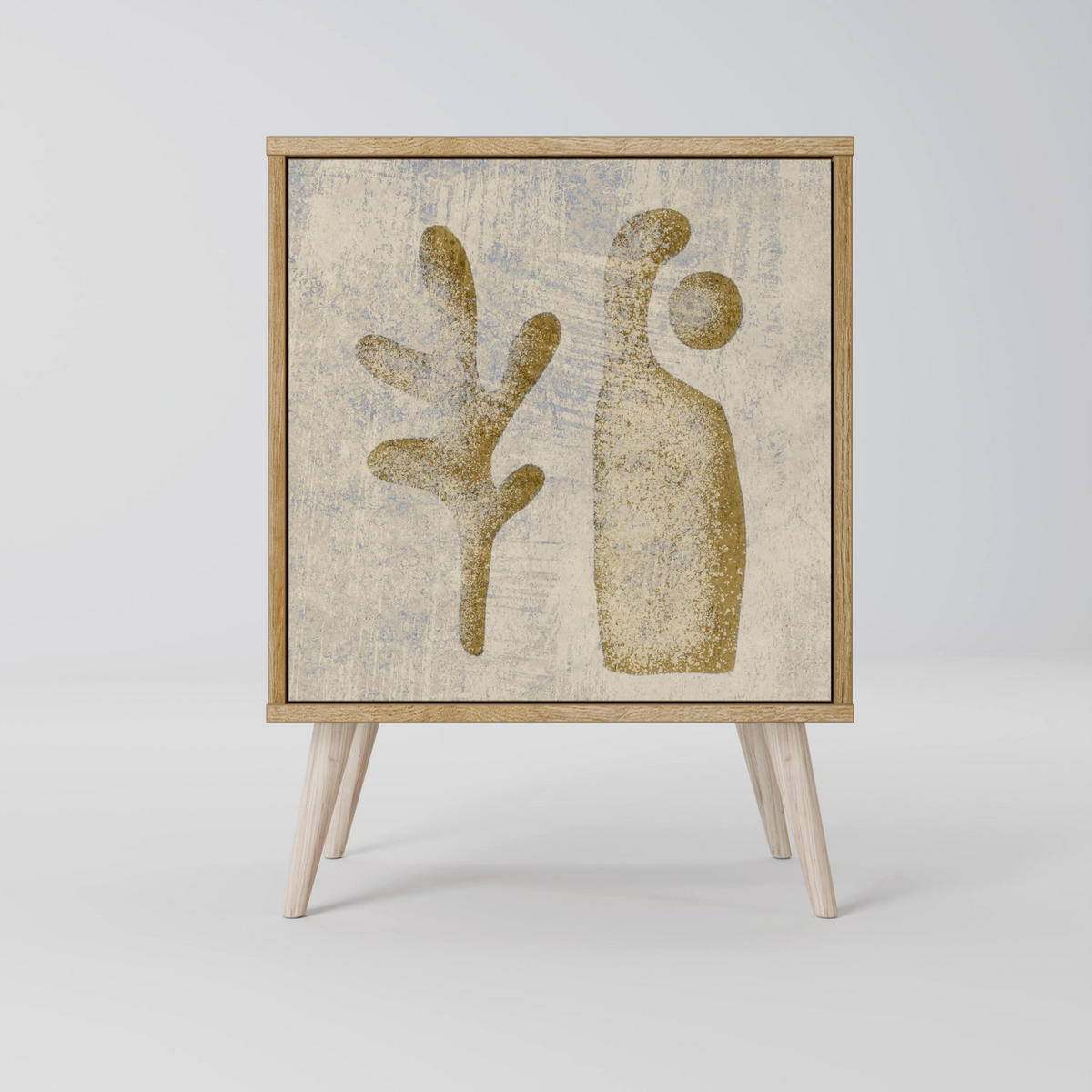 SIDEBOARD SAND SCULPTURES, Grau, 57,5x42x67,5 cm, Schwarze Metall-Rahmenfüße - Multicolor/Schwarz, Holzwerkstoff/Metall (57.5/67.5/42cm) - SpaceRebels
