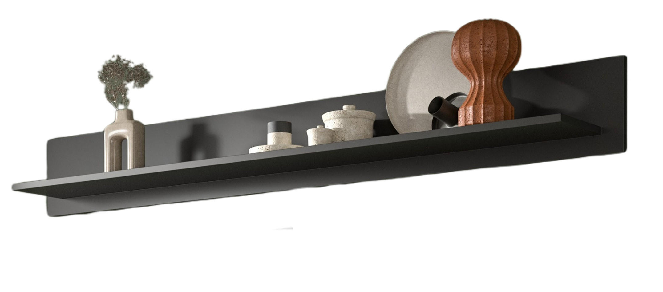 WANDBOARD grau matt, Wandregal 160 cm - Grau, Holzwerkstoff/Metall (160/20/20cm) - Inn.Furn