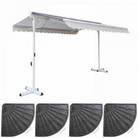 DOPPELSCHRÄGMARKISE 3x4m mit 4 Gewichtsplatten, Weiß - Weiß, Metall (300/250/400cm) - Oviala