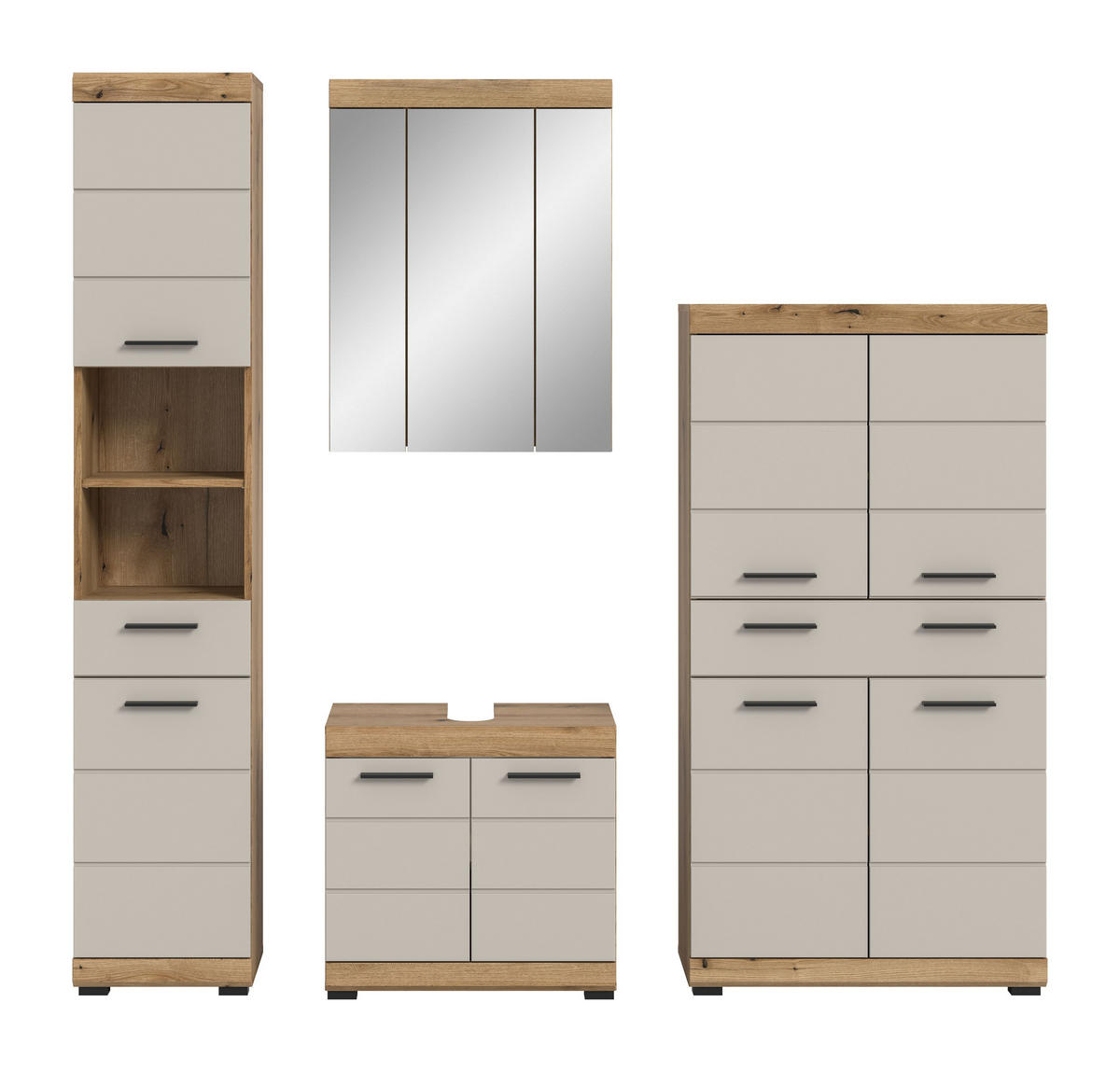 BAD-SET SCOUT 4-tlg. (B/H/T: ca. 201/191/34 cm) in Evoak Oak Nachbildung/- - Eichefarben, Holz (201/191/34cm) - Homes & Jones