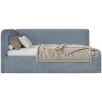 JUGENDBETT Fanko Plüsch Blau 90x200 cm - Blau/Schwarz, Kunststoff/Textil (90/200cm) - Selsey