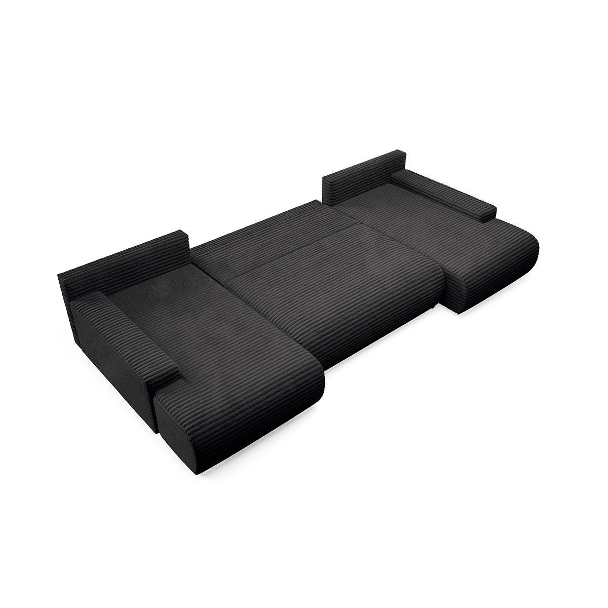 PANORAMASOFA Ivana 4 Sitzplätze Schwarz - Schwarz, Holz (350/85/172cm) - Petits-meubles