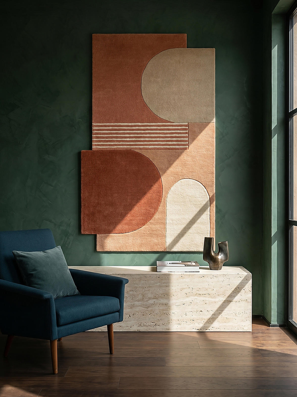 TEPPICH aus Wolle HALLEIN in Terrakotta, geometrisch-abstrakt, 150 x 240 cm - Orange, Textil (150/240cm) - KADIMA DESIGN