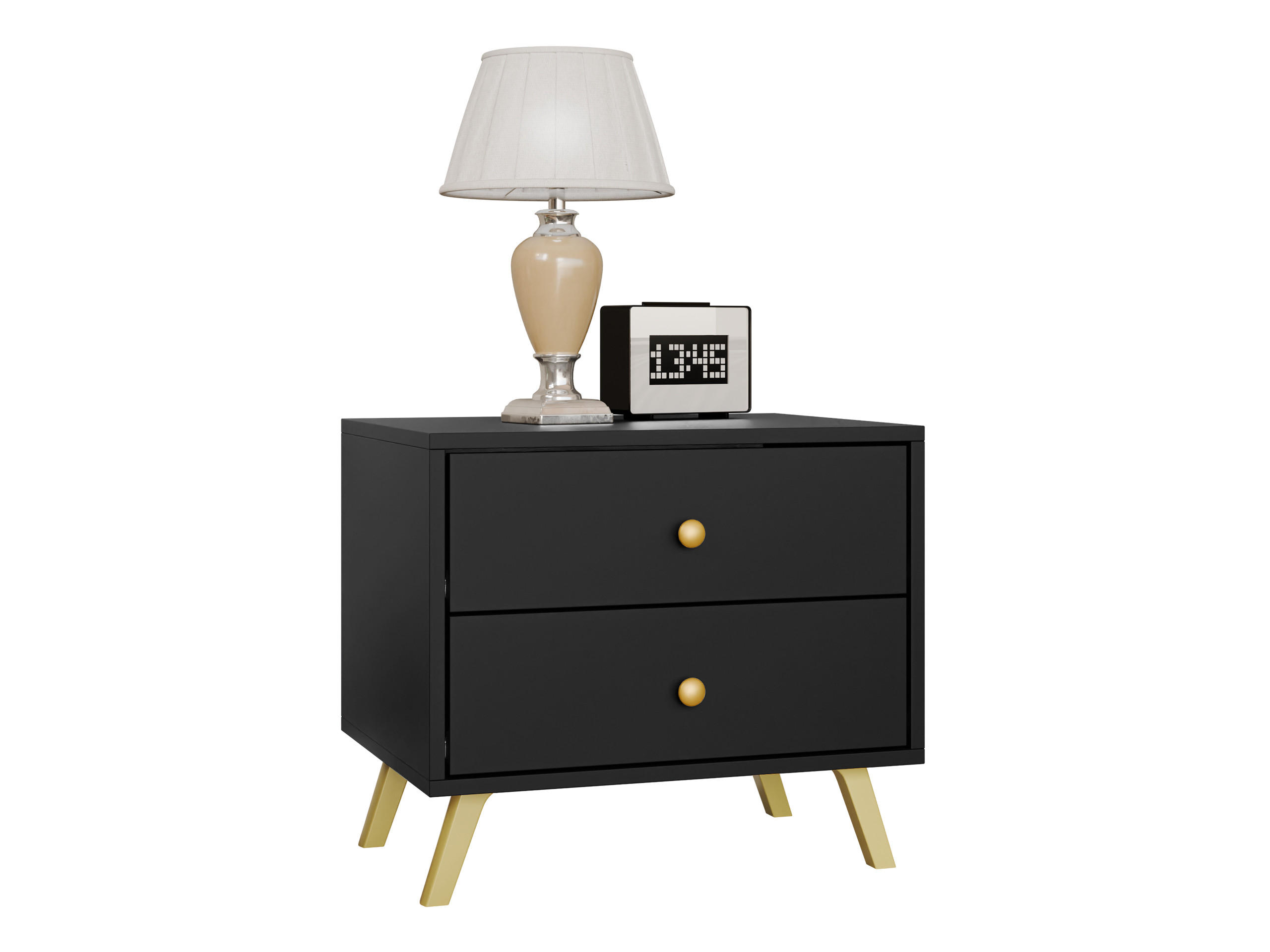 NACHTTISCH Siena - Goldfarben/Schwarz, Holzwerkstoff/Metall (54/48/41cm) - MIRJAN24