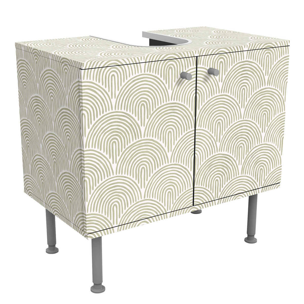 WASCHBECKENUNTERSCHRANK Boho Bogen Muster Grün 60/55/35 cm - Grün, Holzwerkstoff (60/55/35cm) - Bilderwelten