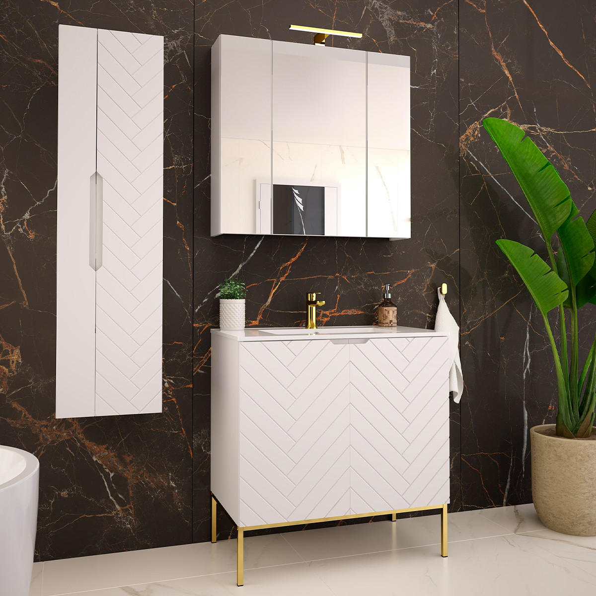 WASCHTISCH 80cm Daria Weiß - Weiß, Holzwerkstoff (80/82/45.8cm) - Petits-meubles