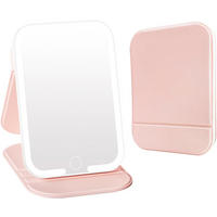 KOSMETIKSPIEGEL, dreifarbige Beleuchtung, Pink, 13/18 cm - Pink, Kunststoff (15/3/20cm)
