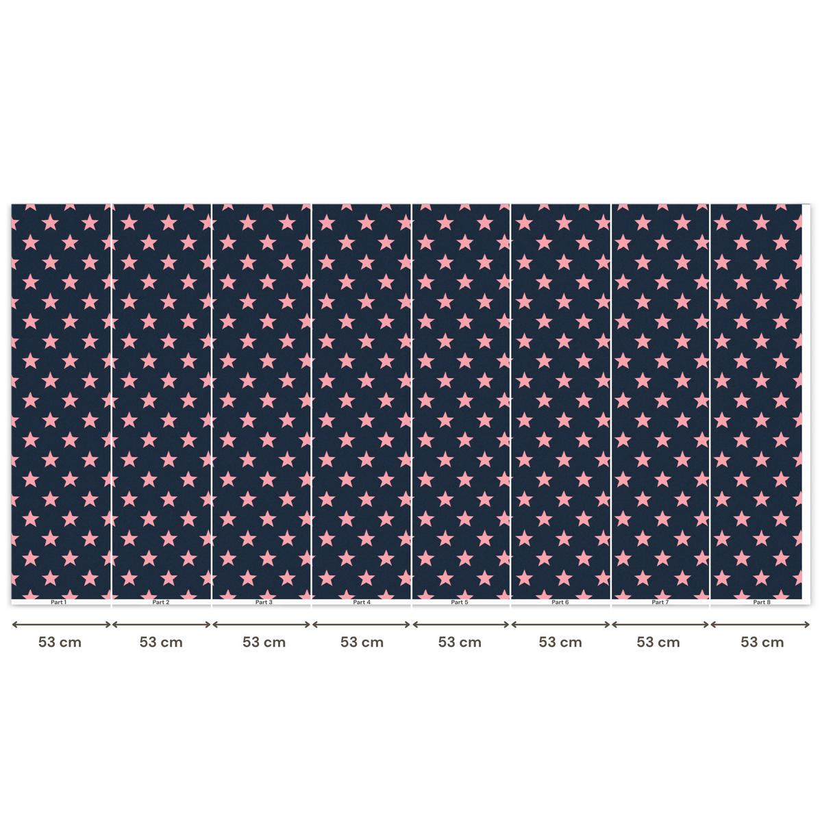 KINDERTAPETE - Muster - Sterne - Rosa - 450x220 cm - Anthrazit, Papier (450/220cm) - OnlyWow