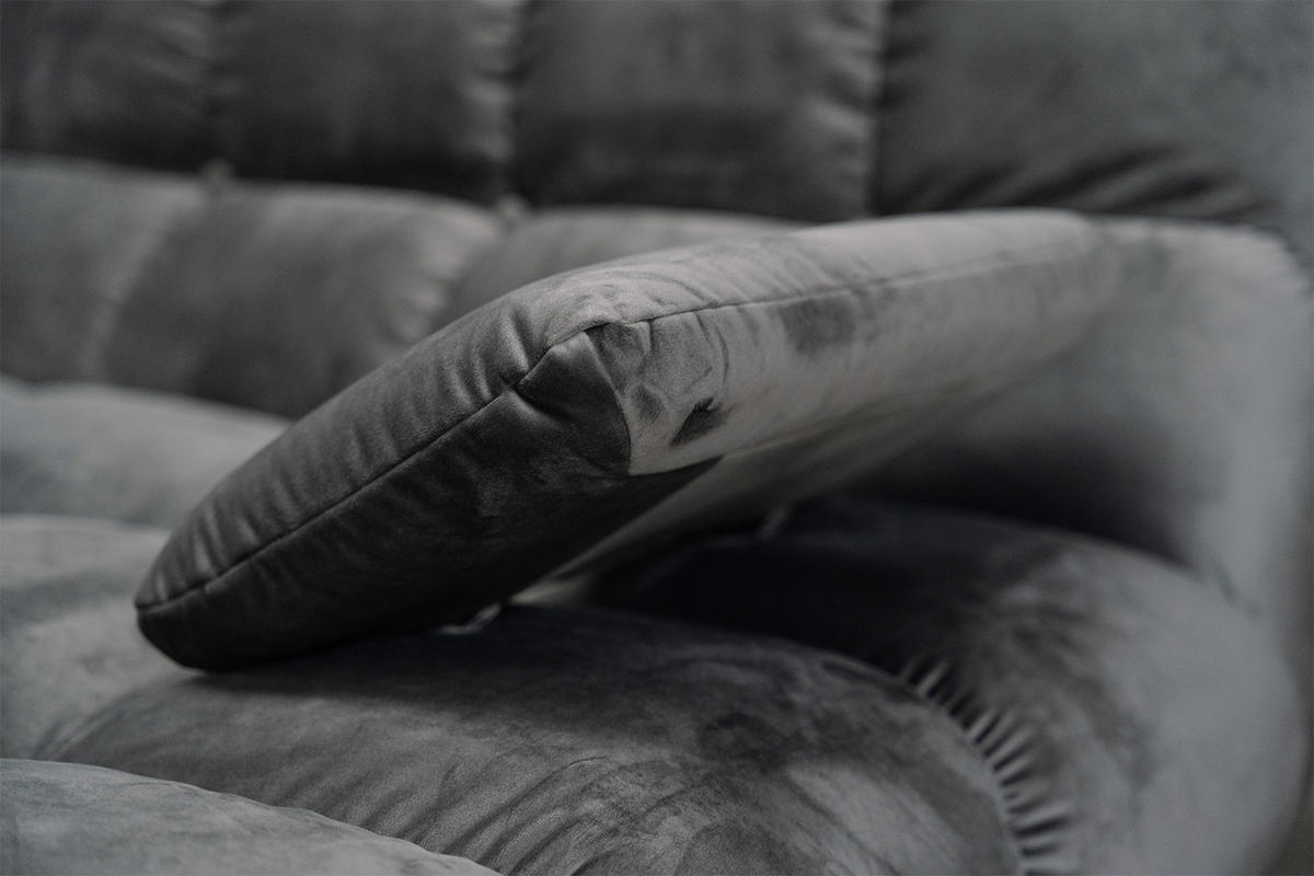 BIG SOFA VIVIEN Steingrau Velvet - Schwarz/Grau, Kunststoff/Textil (296/85/178cm) - KAWOLA