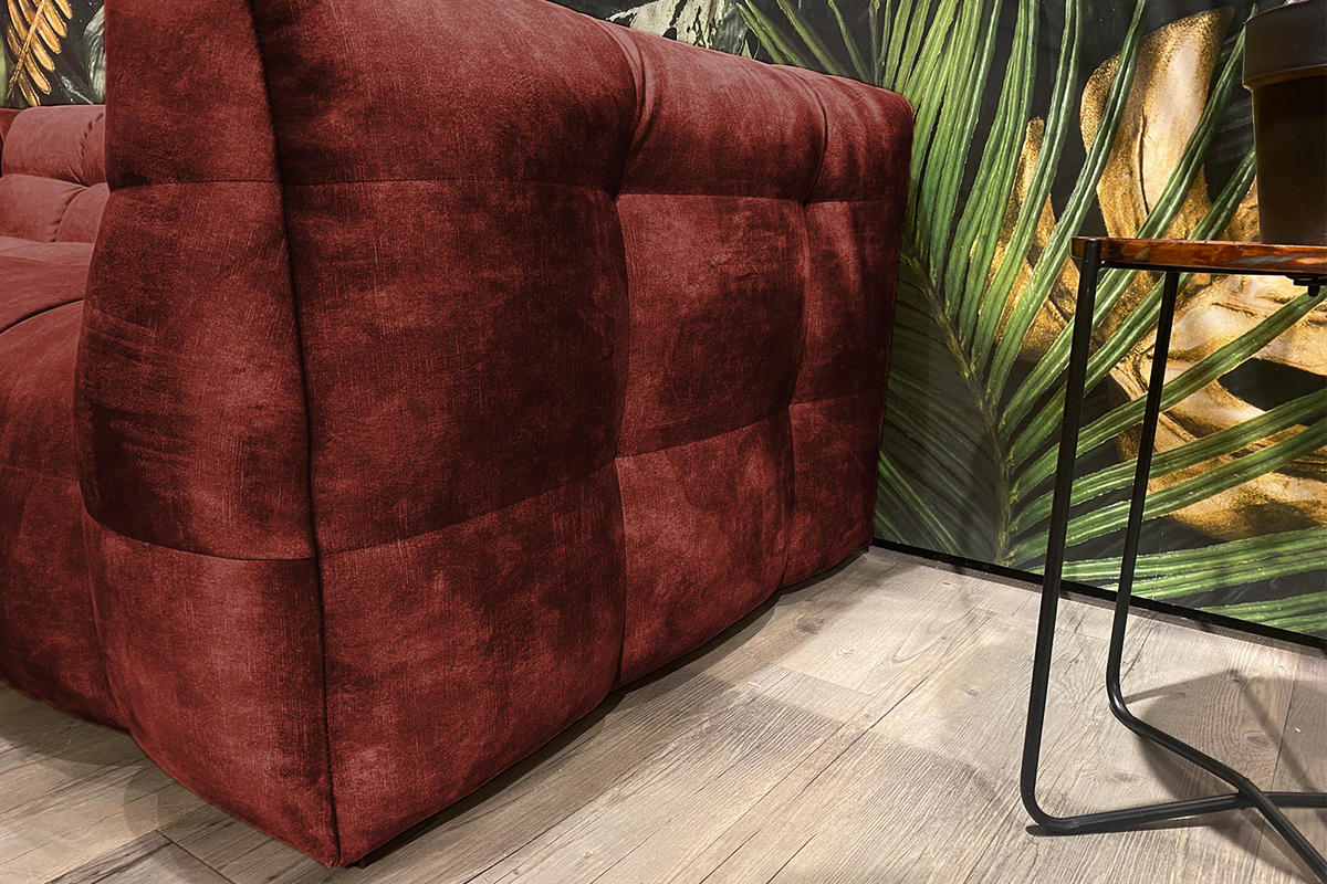 SOFA RIO Bordeaux Velvet - Bordeaux/Schwarz, Textil (207/68/105cm) - KAWOLA