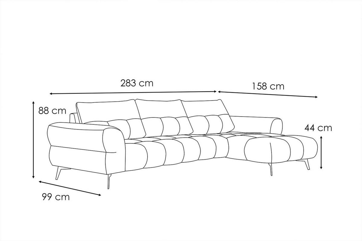 ECKSOFA SALVINI 4-Sitzer, honig - Schwarz/Honig, Holzwerkstoff/Textil (292/158cm) - Courtois Laville