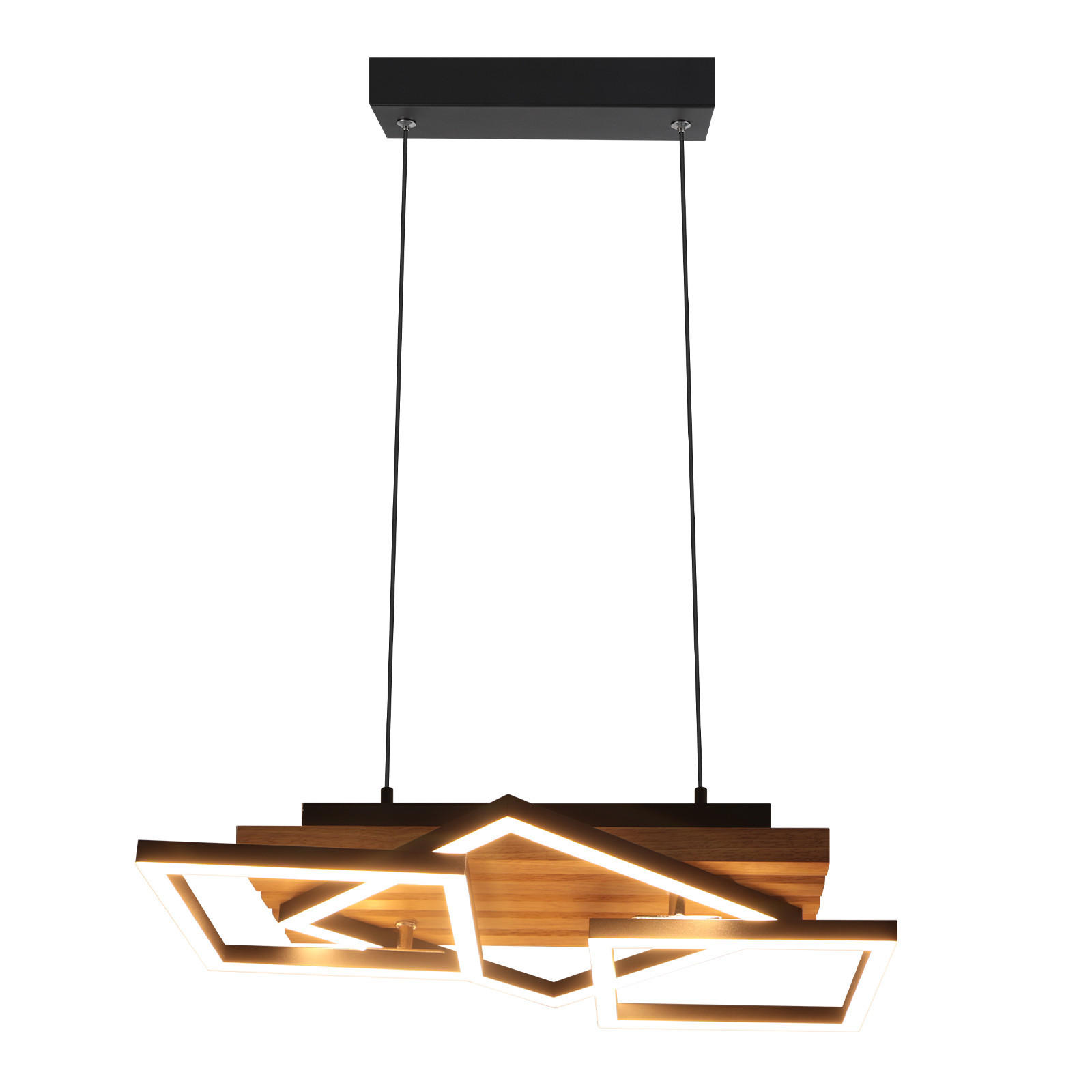 LED PENDELLEUCHTE Xandris 55/31/120 cm - Schwarz/Braun, Holz/Metall (55/31/120cm) - ZMH