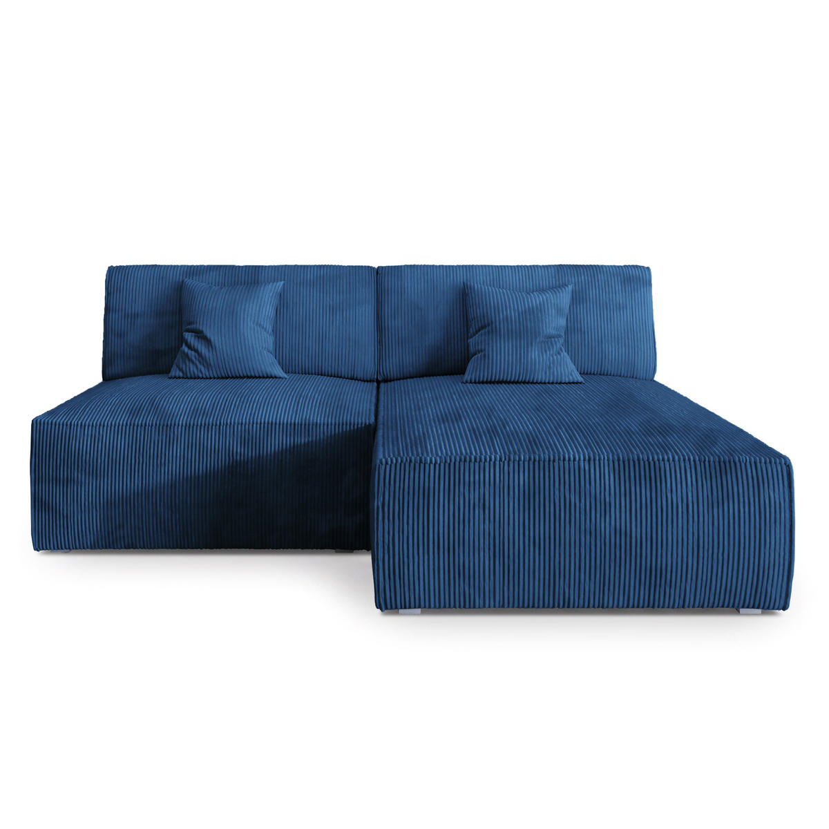 ROHOVÁ SEDAČKA FIORO modrá - šedá/modrá, dřevo/textil (204/148cm) - MASSENO