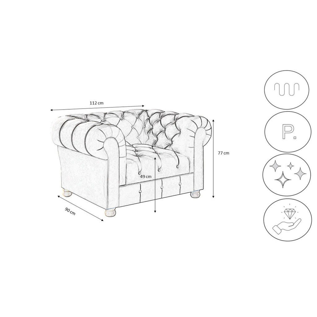 Thumbnail - Kaiser Möbel Sessel, Kupfer, Holz, einzeln stellbar, 112x77x90 cm, Wohnzimmer, Sessel, Chesterfield-Sessel