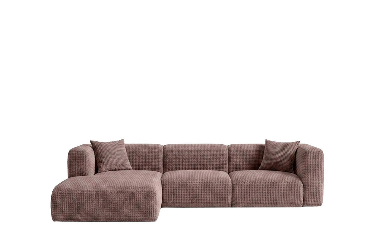 ROHOVÁ SEDAČKA ve tvaru L, žinylková látka Cremona, Taupe, Levá, GRETA - šedohnědá, dřevo (318/179cm) - Kaiser Möbel