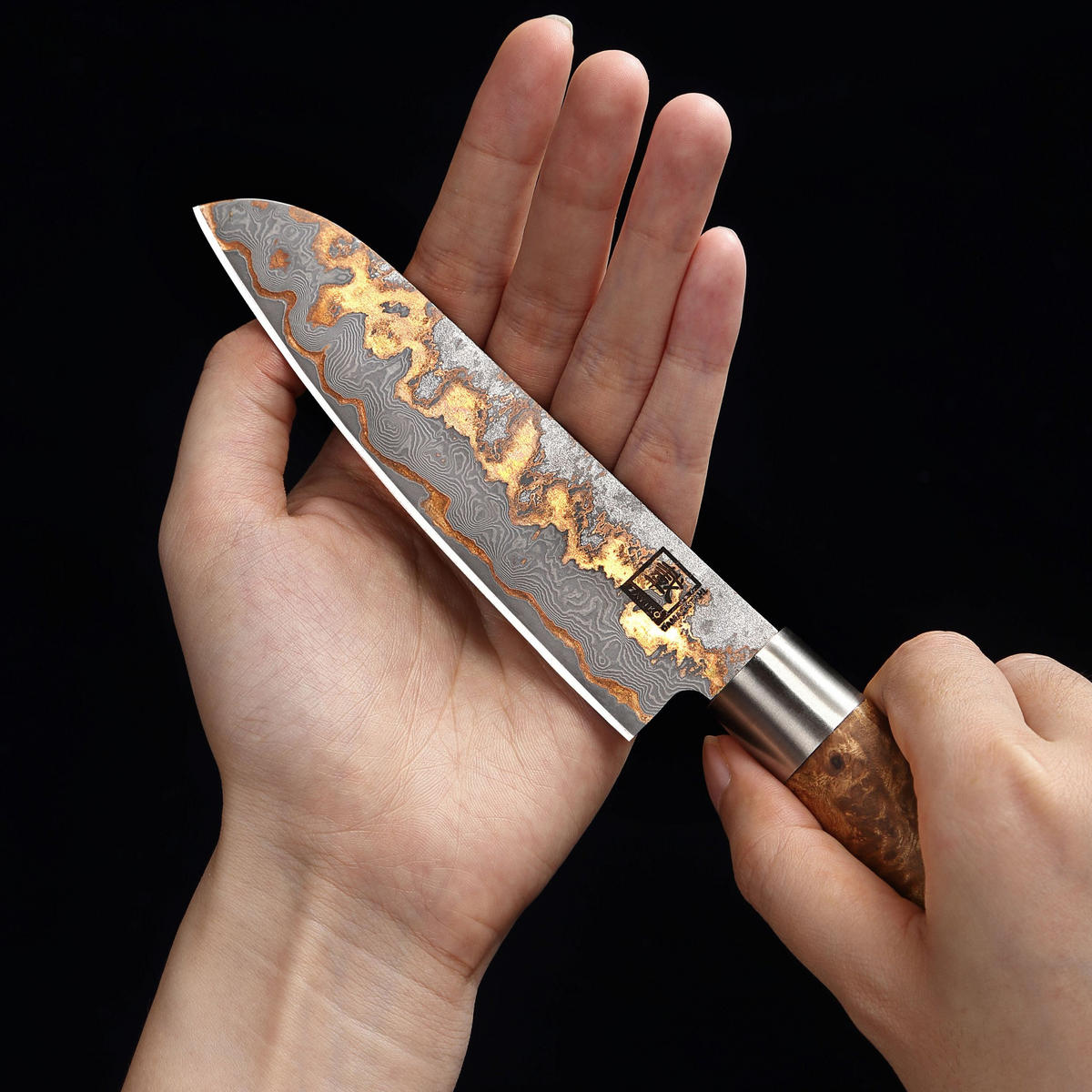 SANTOKU (KLEIN) 12,5 cm Klinge - Ahornfarben, Holz/Metall (24cm) - Zayiko
