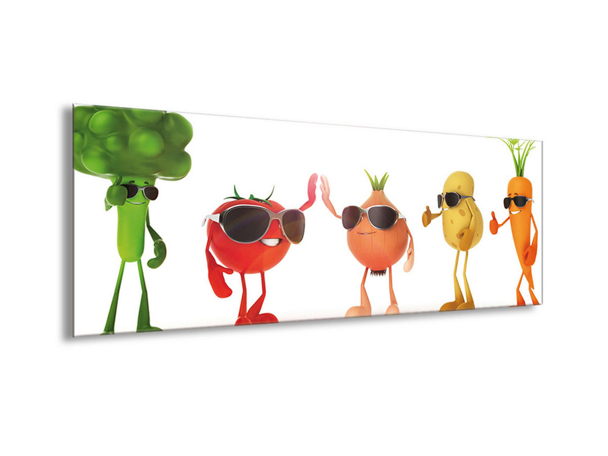 GLASBILD 80x30 cm Küche Gemüse bunt - Gelb, Glas (80/30cm) - artissimo