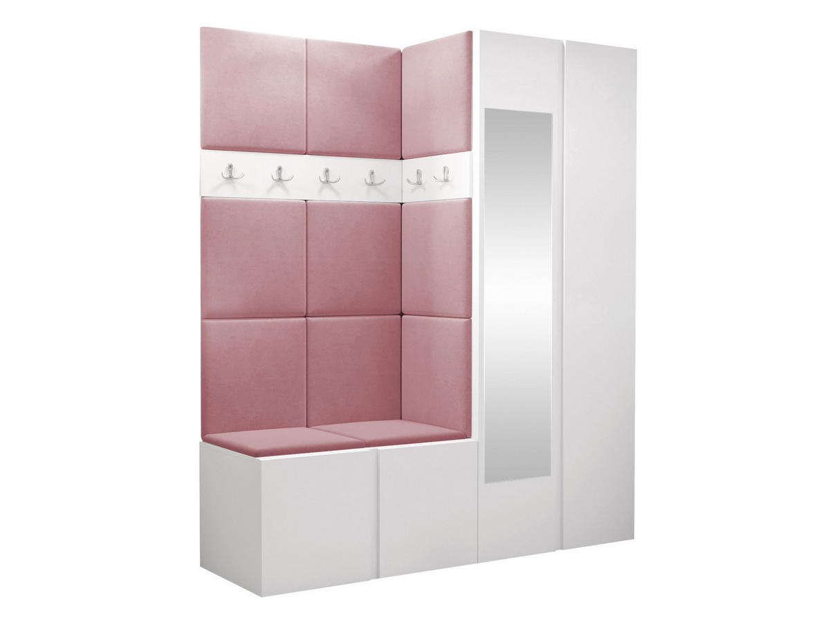 GARDEROBEN-SET Orion XII - Weiß/Rosa, Holzwerkstoff/Kunststoff (158/186/46cm) - MIRJAN24