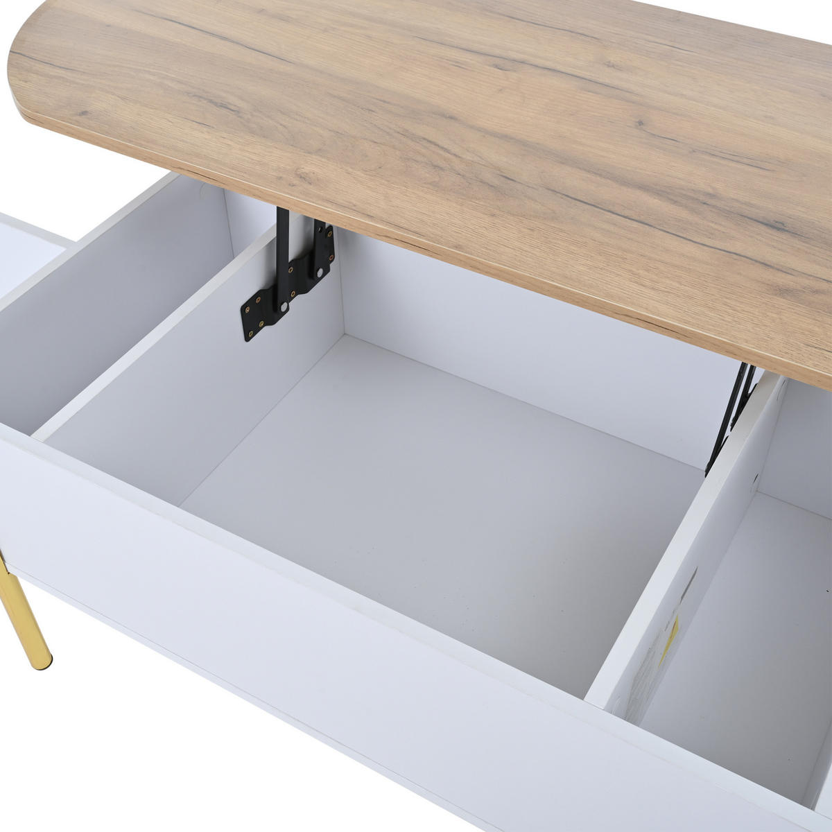 COUCHTISCH 120/50/43 cm weiß aus MDF mit höhenverstellbarer Tischplatte und Stauraum - Weiß, Holzwerkstoff (120/50/43cm) - OKMYHOME