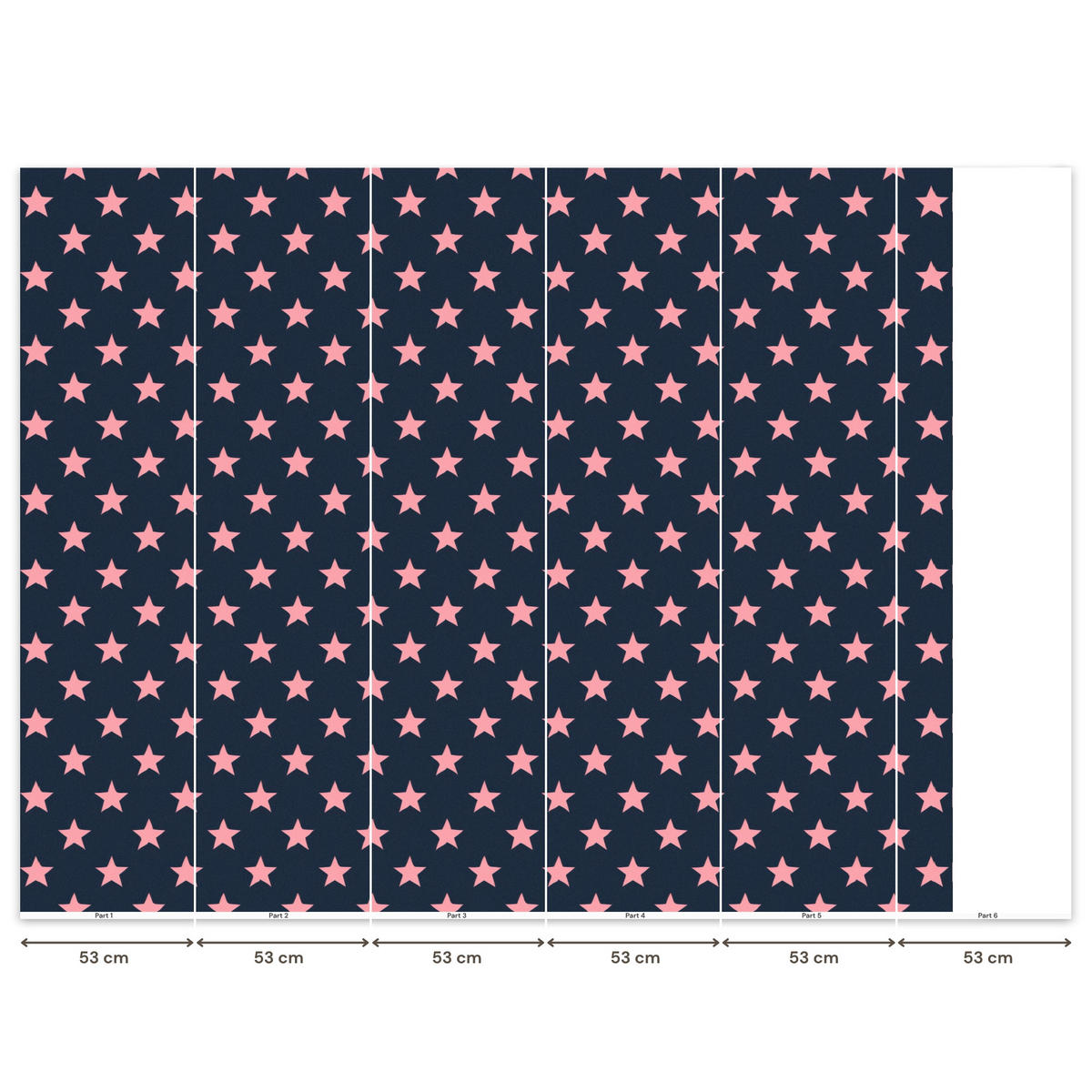 KINDERTAPETE - Muster - Sterne - Rosa - 280x220 cm - Anthrazit, Papier (280/220cm) - OnlyWow