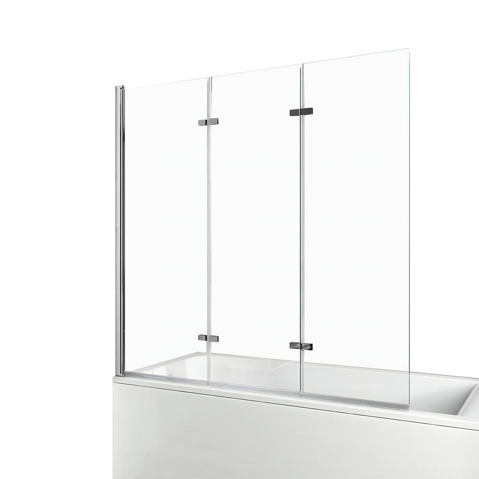 DUSCHWAND für Badewannen Faltbar mit Schwenkfunktion 140/120 cm - Transparent, Glas (120/140cm) - EMKE
