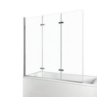 DUSCHWAND für Badewannen Faltbar mit Schwenkfunktion 140/120 cm - Transparent, Glas (120/140cm) - EMKE