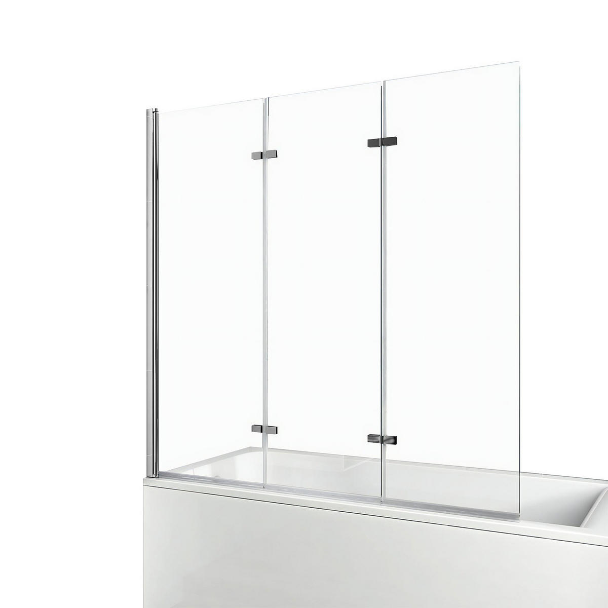 DUSCHWAND für Badewannen Faltbar mit Schwenkfunktion 140/120 cm - Transparent, Glas (120/140cm) - EMKE