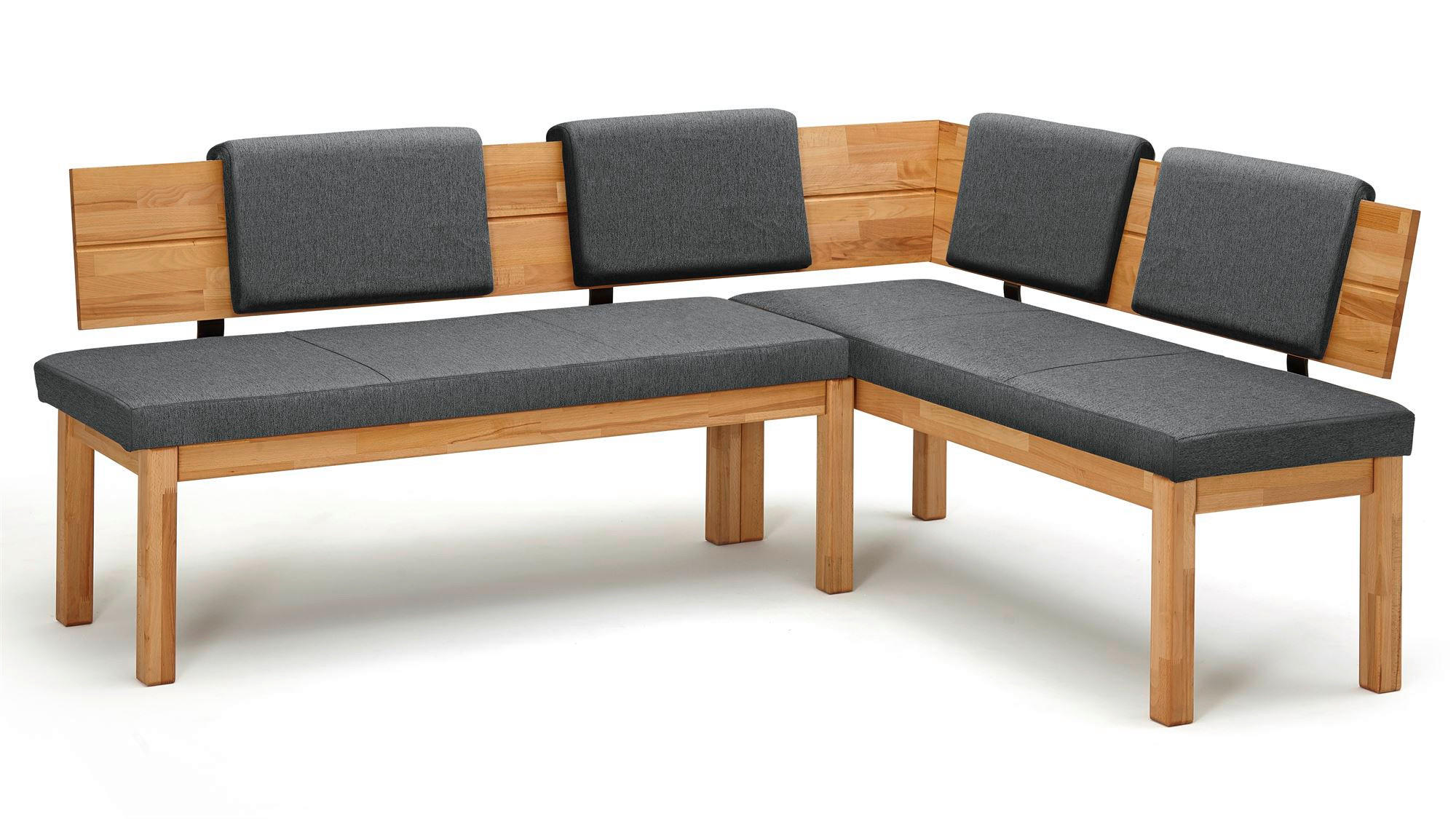 ECKBANK Danny 2 für 5 Personen Massivholz + Microfaser Kernbuche/Grau - Kernbuche/Grau, Holz (194/155cm) - 58aufmkessel