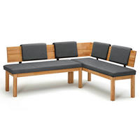 ECKBANK Danny 2 für 5 Personen Massivholz + Microfaser Kernbuche/Grau - Kernbuche/Grau, Holz (194/155cm) - 58aufmkessel