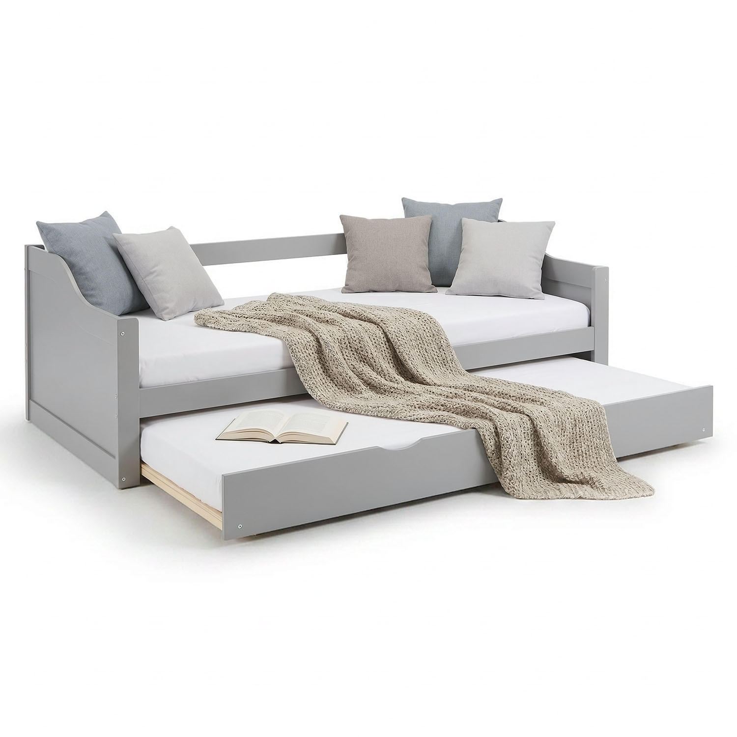 AUSZIEHBETT 90/200 cm Grau - Grau, Holz (90/200cm) - Homestyle4u