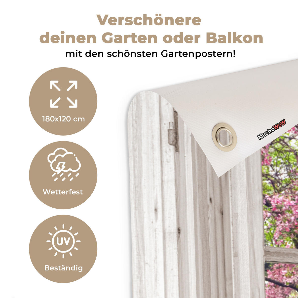 GARTENPOSTER Japanisch - Sakura - Blüte - Baum - Blütenzweige - Durchsichtig 180x120 cm - Rosa, Kunststoff (180/120/0.2cm)