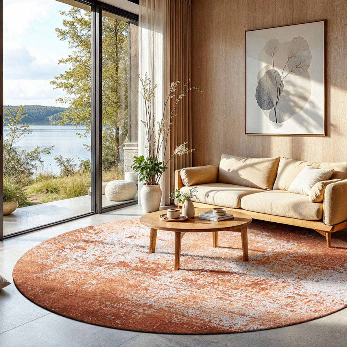 TEPPICH Mars Mad Men Virgin Land 140/140 cm - Orange, Kunststoff/Textil (140/140cm) - Louis De Poortere