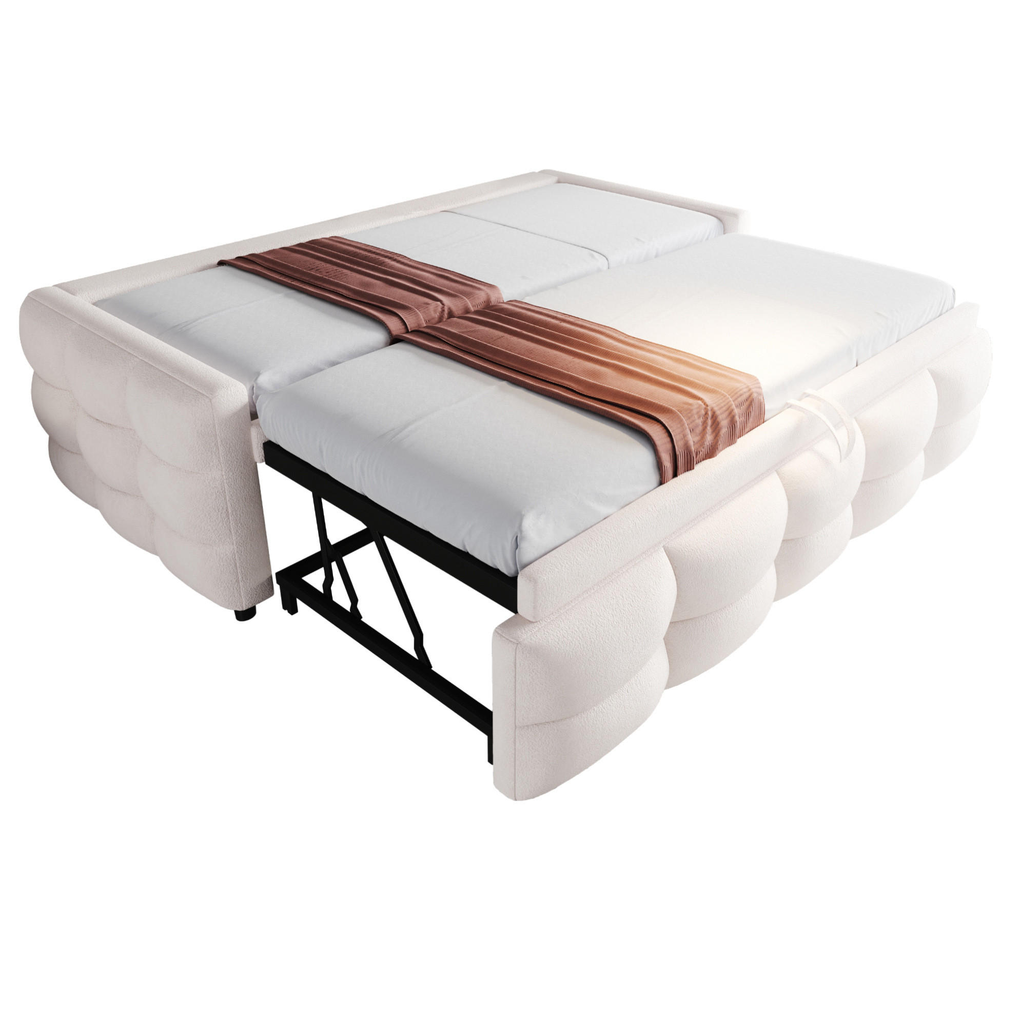 OBLAZINJENA raztegljiva postelja 90/180 x 190 cm z letvenim dnom in tkanino teddy, Bež - bež, tekstil (90/190cm) - Redom