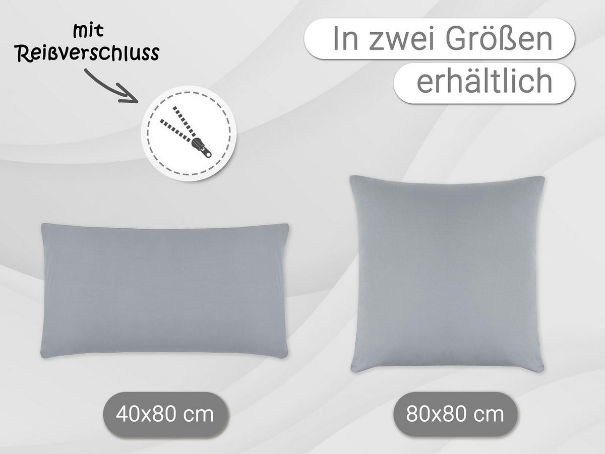KISSENBEZUG, 2er-Set, 40x80 cm, 100% Baumwolle, Grau - Grau, Textil (40/80cm) - Zollner