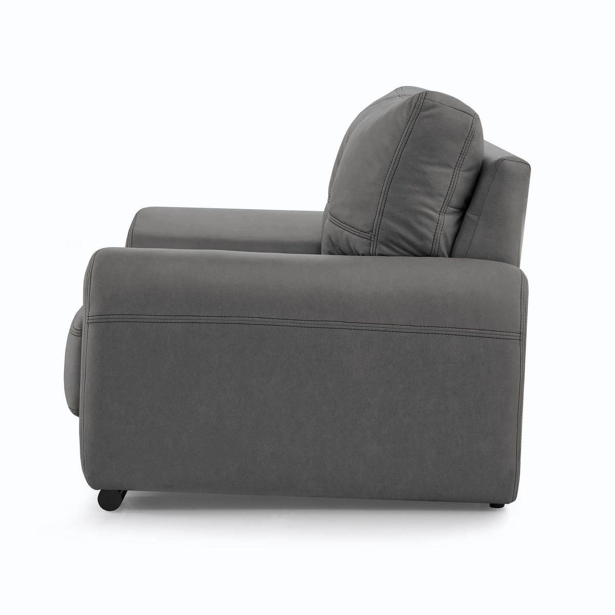 3-SITZER SOFA Omega aus Kunstleder, Grau - Schwarz/Grau, Leder (225/88/98cm) - Beautysofa