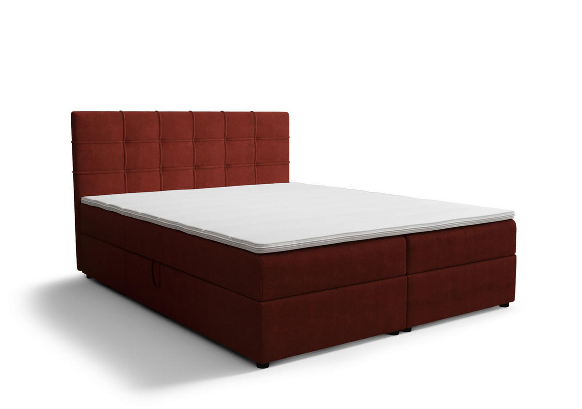 BOXBETT KIDA mit Matratze H3, Bonell und Topper 160x200 Curio 57 - Rot, Textil (160/200cm) - Bedante