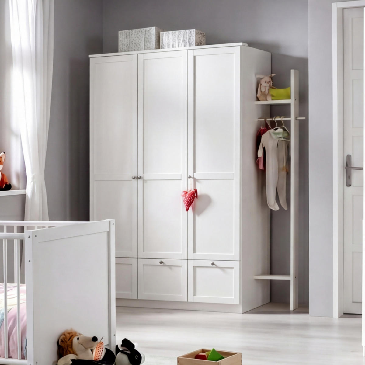BABYZIMMER-ZUBEHÖR: Garderobe B32/H179/T12 cm, Landhausstil Weiß / 22800-06 - Weiß, Holzwerkstoff/Metall (32/179/12cm) - luma-home