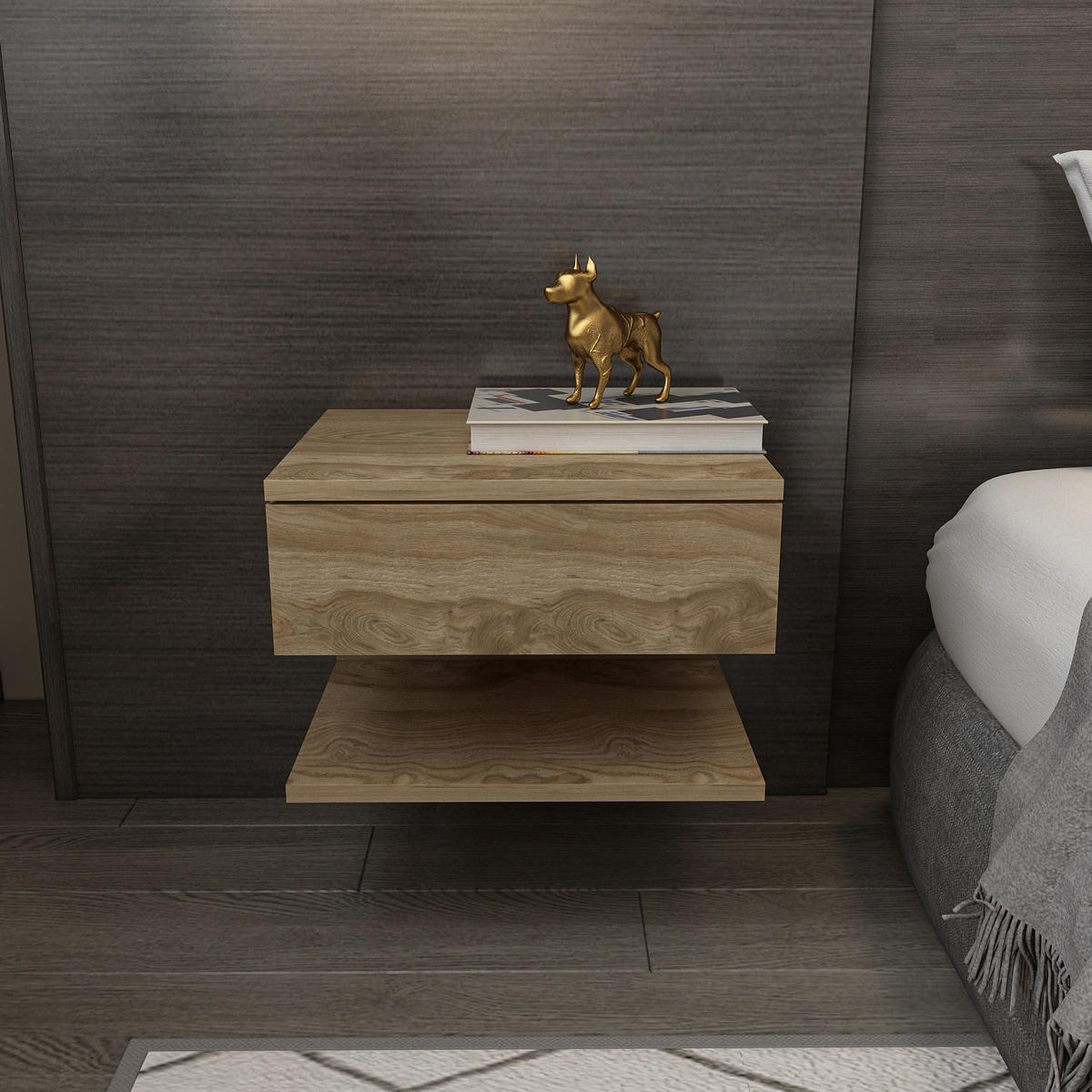NACHTTISCH Vivid Oud - Braun, Holzwerkstoff (35/31.4/45cm) - Decorotika