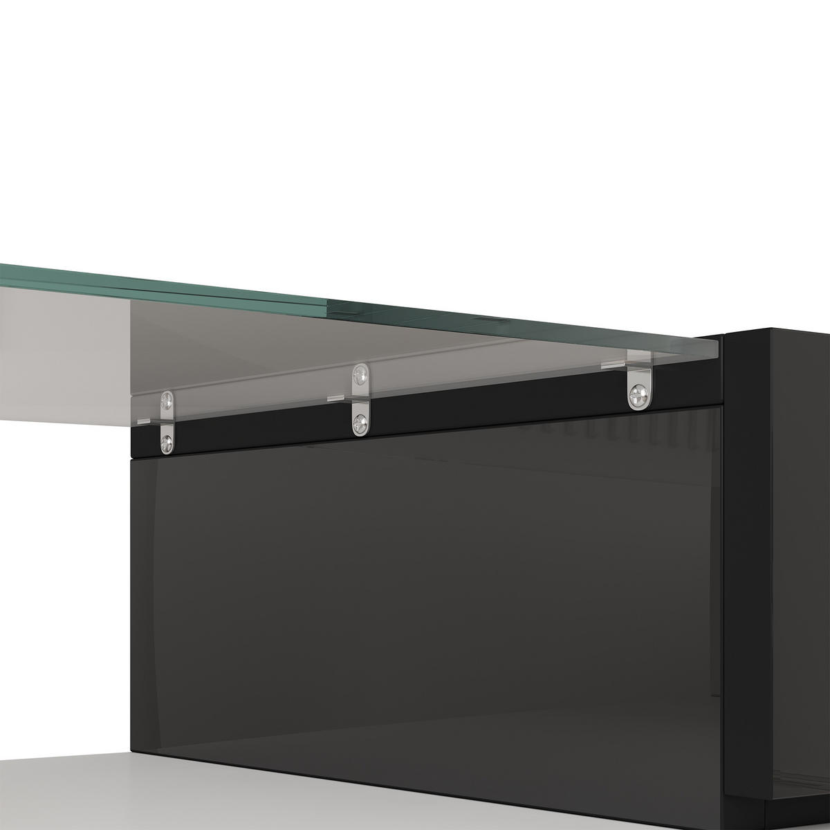 TV-LOWBOARD Glass Weiß-Betonfarben 145/30/51 cm - Weiß, Holzwerkstoff (145/51/30cm) - PANGIVO