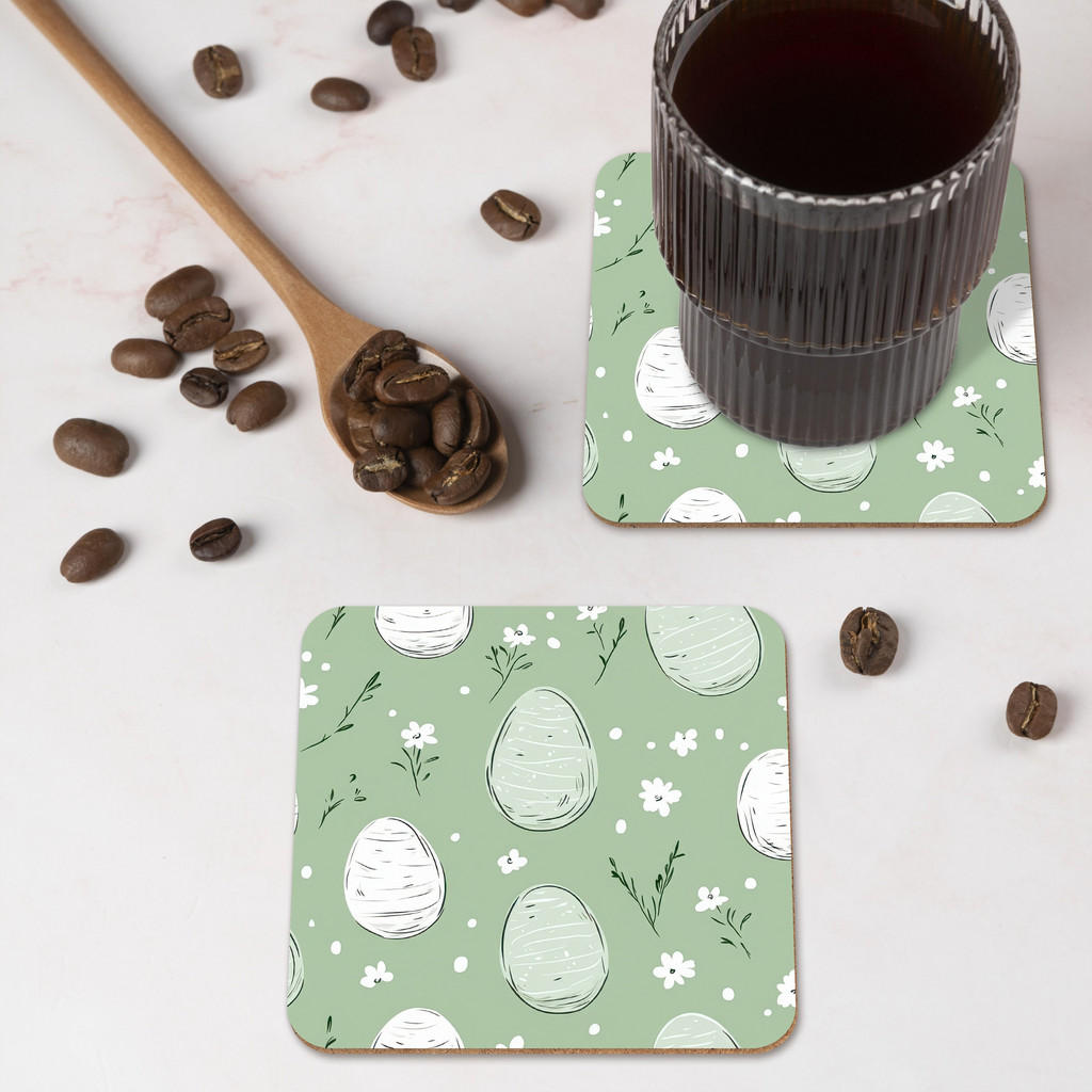 Thumbnail - MuchoWow Glasuntersetzer, Hellgrün, Naturmaterialien, Quadratisch, 10x0.2 cm, Wohntextilien, Tischwäsche, Untersetzer