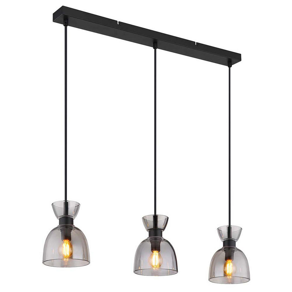 LED PENDELLEUCHTE Metall Glas Grau rauchfarbe - Schwarz, Glas (65/13/120cm) - Globo Lighting