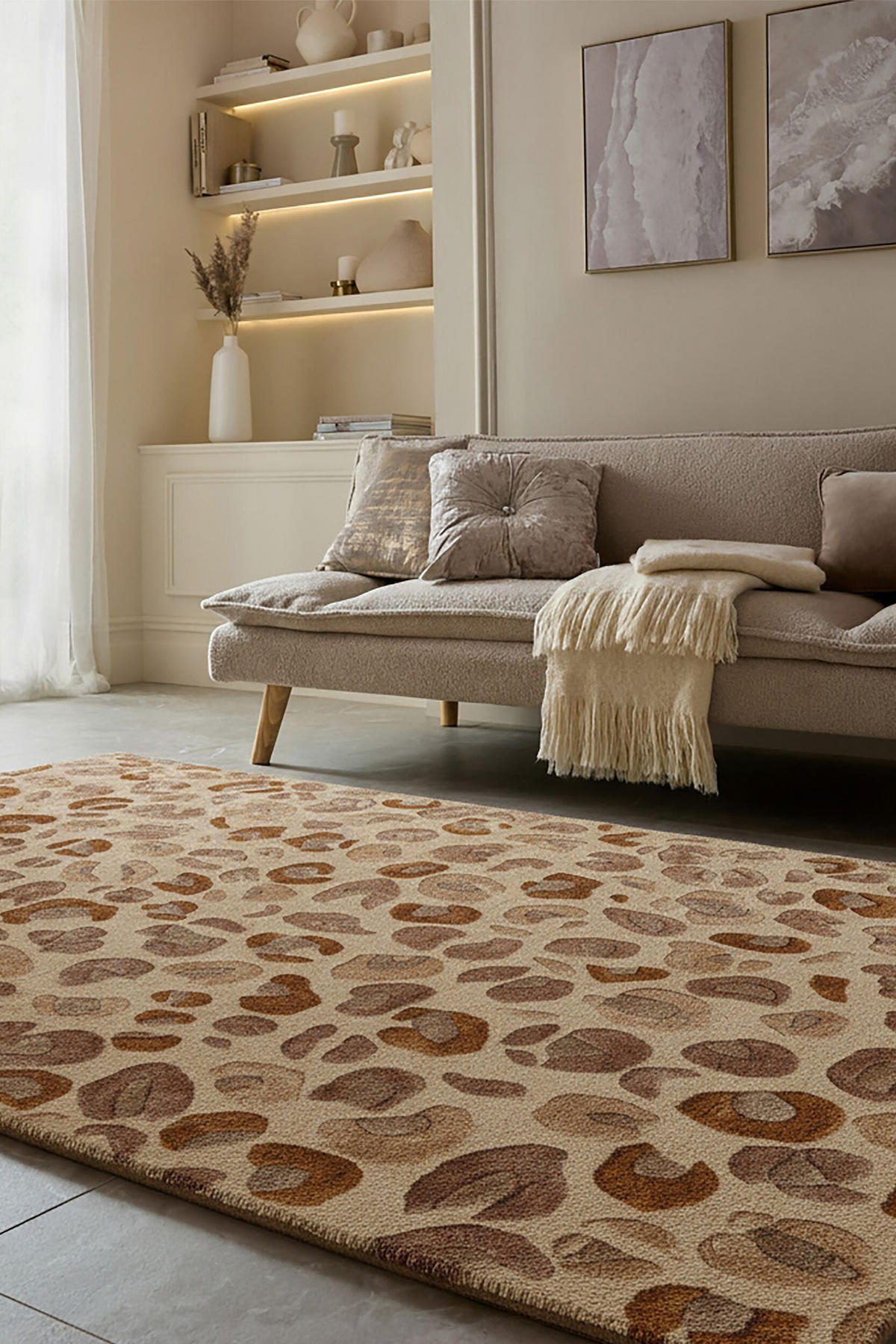 KURZFLORTEPPICH SABLE, mit Tier-Motiv, Natur, 200 x 300 cm - Beige, Textil (200/300cm) - KADIMA DESIGN