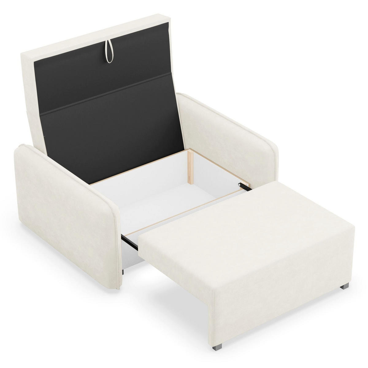 2-SITZER SCHLAFSOFA Duelia Creme, hydrophobe Chenille - Creme/Schwarz, Textil/Metall (144/85/124cm) - Selsey