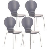 BESUCHERSTUHL 4er Set Holz grau - Grau, Holz/Metall (43/86/45cm) - CLP