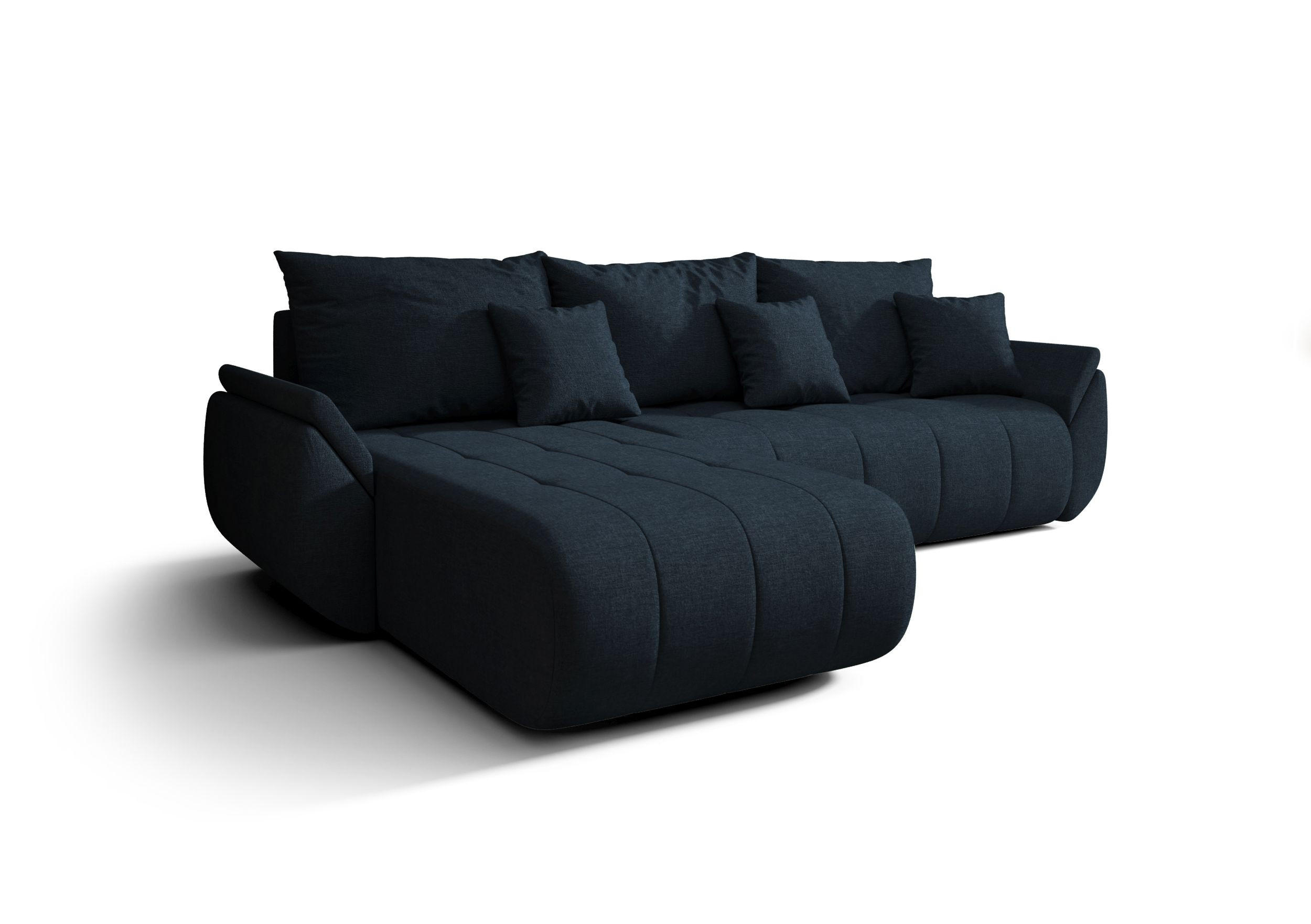 ECKSOFA mit Schlaffunktion TOKYO L Wind 77 - Dunkelblau, Textil (280/185cm) - Bedante